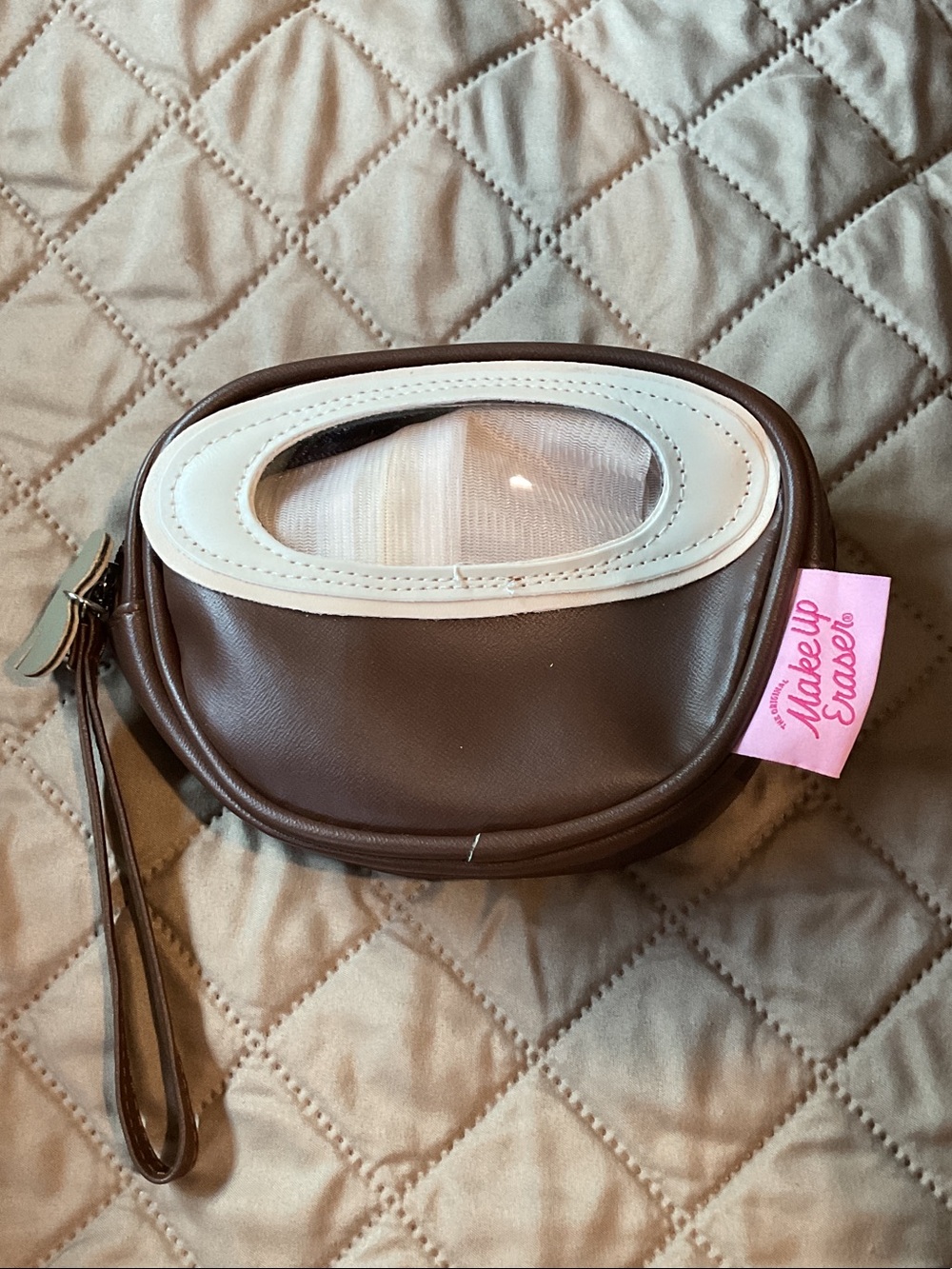 MakeUp Eraser Brown & White Clear-Top Wristlet Pouch